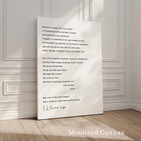 E E Cummings The Moon Looked Into My Window Print, Poetry Wall Art, Literary Typography Decor