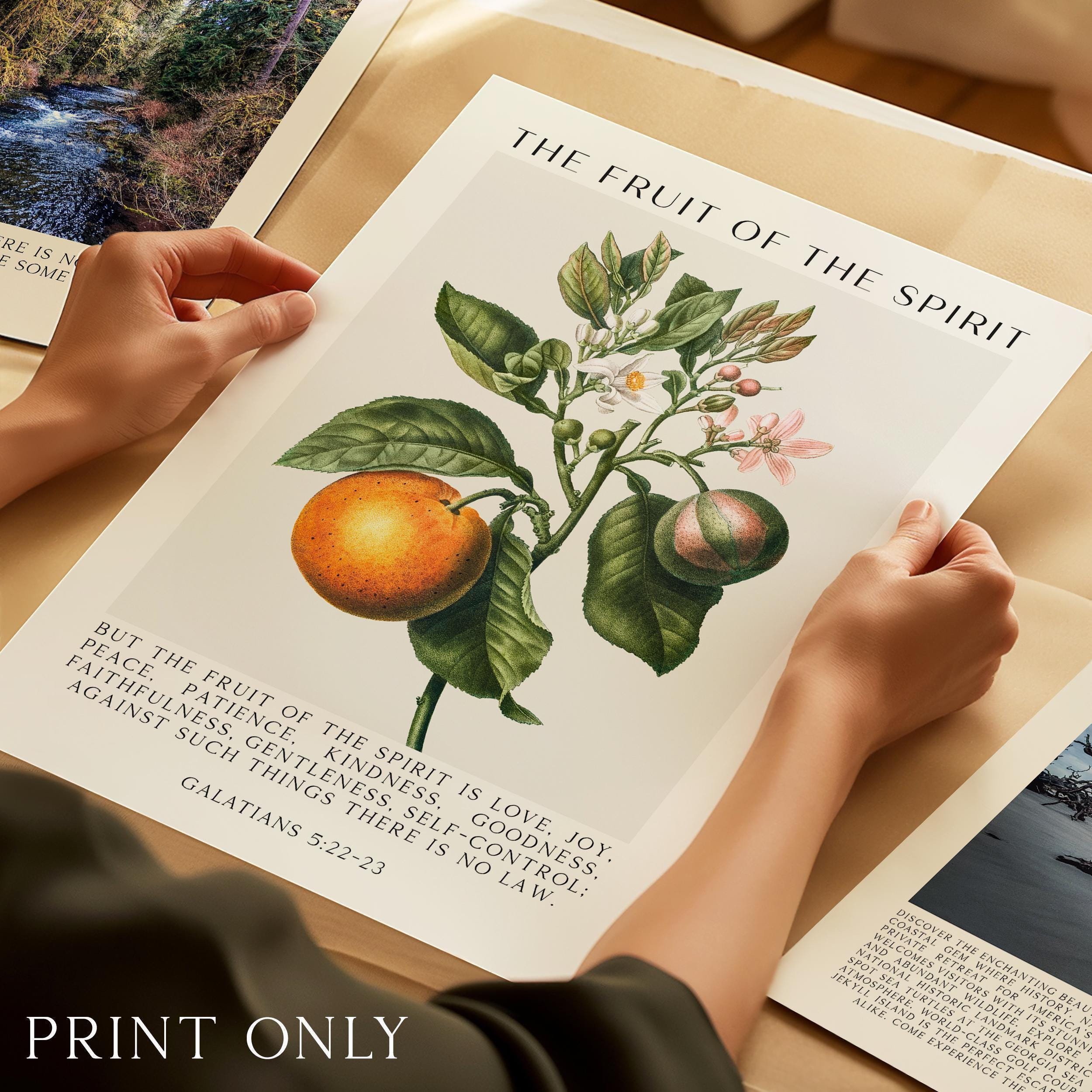 Fruit of the Spirit, Is Love, Joy, Peace, Patience, Kindness,  Galatians 5:22-23, Art Print