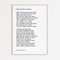 A Dream Within a Dream,  Edgar Allan Poe Poem,  Typography Art Print ,  1849