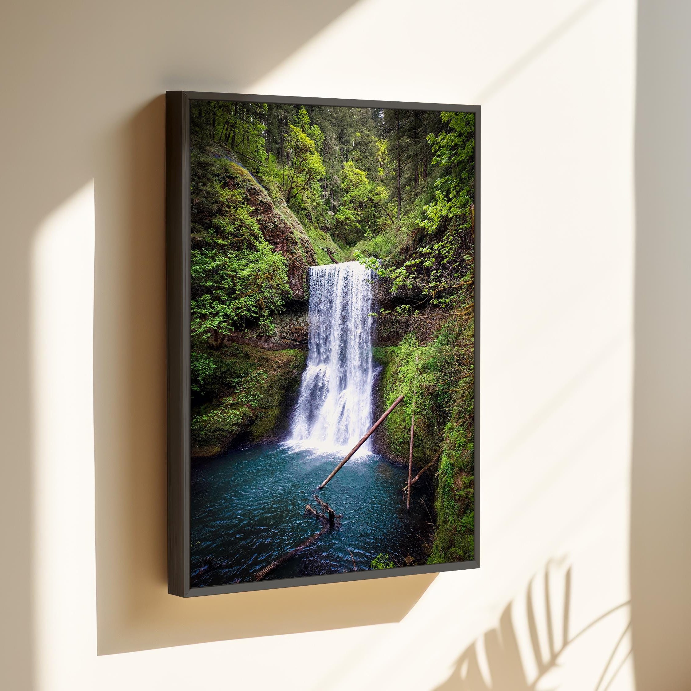 Lower South Falls at Silver Falls State Park, Oregon,  Framed Canvas Art Print