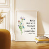 With God all things are possible. Matthew 19:26 Bible Verse with Wildflowers Typography Art Print