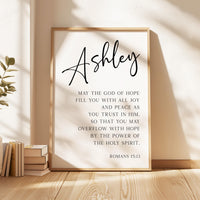 May the God of Hope,  Romans 15:13,  Personalized Typography Art Print