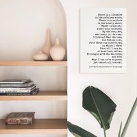 Lord Byron Quote,  There is a pleasure in the pathless woods. Low Profile Mounted Canvas Typography Art Print (1818)