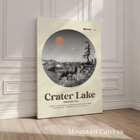 Crater Lake, Oregon,  Mid•Century Modern,  Featuring GPS Coordinates,  Typography Art Print