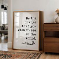 Be The Change Wall Art, Gandhi Quote Print, Inspirational Typography