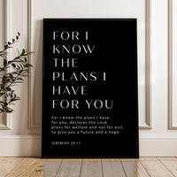 Jeremiah 29:11 Bible Verse Print, For I Know The Plans, Christian Wall Art
