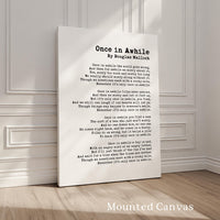 Once in Awhile by Douglas Malloch,  Poem,  Typography Art Print