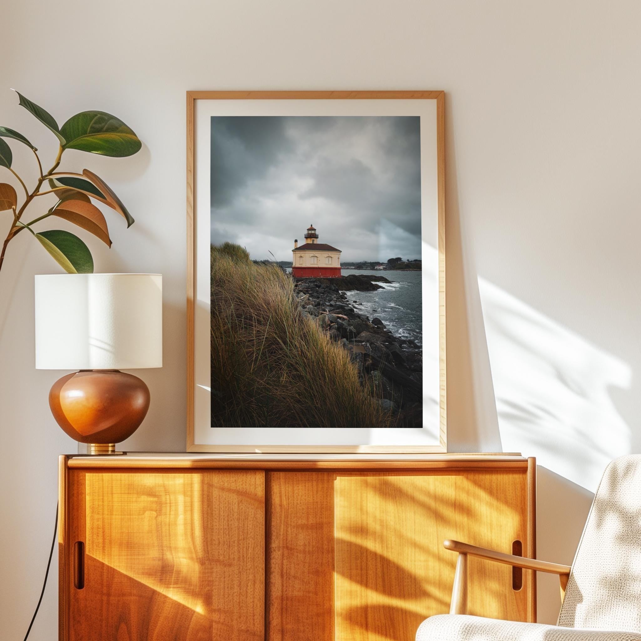 Coquille River Lighthouse Print in Bandon, Oregon,  Moody Coastal Photography by Jessie Dysart
