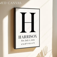 Personalized Family Monogram Sign with Name, Established Date, GPS,  Typography Art Print,  Great for Housewarmings, Anniversaries, Weddings