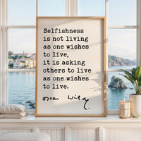 Oscar Wilde Quote Print, Selfishness Wall Art, Literary Typography, Book Lover Gift