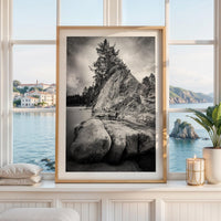 Bastendorff Beach, Oregon Coast Wall Art, Black and White Photography Print by Jessie Dysart