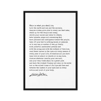 Walt Whitman Quote,  This is what you shall do; Love the earth and sun and the animals... Typography Framed Canvas Art, Leaves of Grass