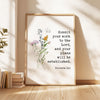 Proverbs 16:3,  Commit your work to the Lord, and your plans will be established. Typography Art Print with Wildflowers