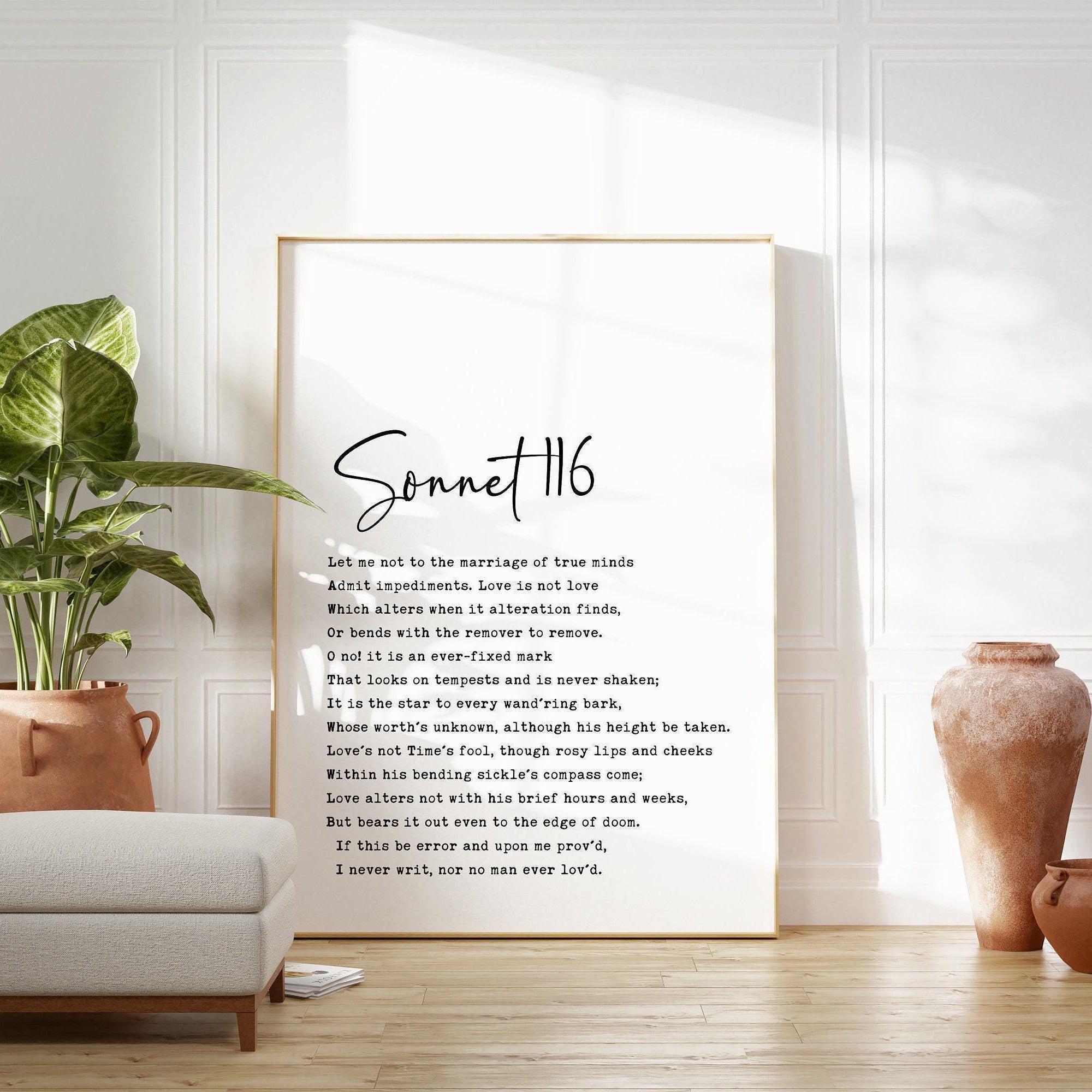 William Shakespeare Sonnet 116 Typography Art Print - Wedding Gift - Anniversary Gift - Let me not to the marriage of true minds.