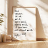One Cannot Think Well, Love Well, Sleep Well, If One Has Not Dined Well,  Virginia Woolf Quote,  Typography Art Print (1929)