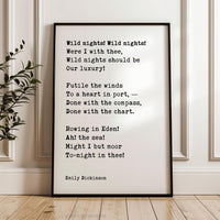Wild Nights! Wild Nights!,  Emily Dickinson Poem,  Typography Art Print