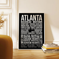 Atlanta Wall Art Print, Atlanta Neighborhood Poster, Buckhead Midtown Virginia Highland, ATL City Typography