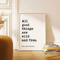 Henry David Thoreau Quote Print, Inspirational All Good Things Wall Art, Nature Lover Decor