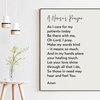 A Nurse's Prayer Art Print - Prayer for Nurses, Gift for Nurse, Hospital Wall Art, Graduation Gift for Nurse, Nurse Prayer Art Print