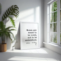 Oscar Wilde Quote,  Women are meant to be loved, not to be understood. Typography Wall Art Print - Love - Romance - Gift - Wedding