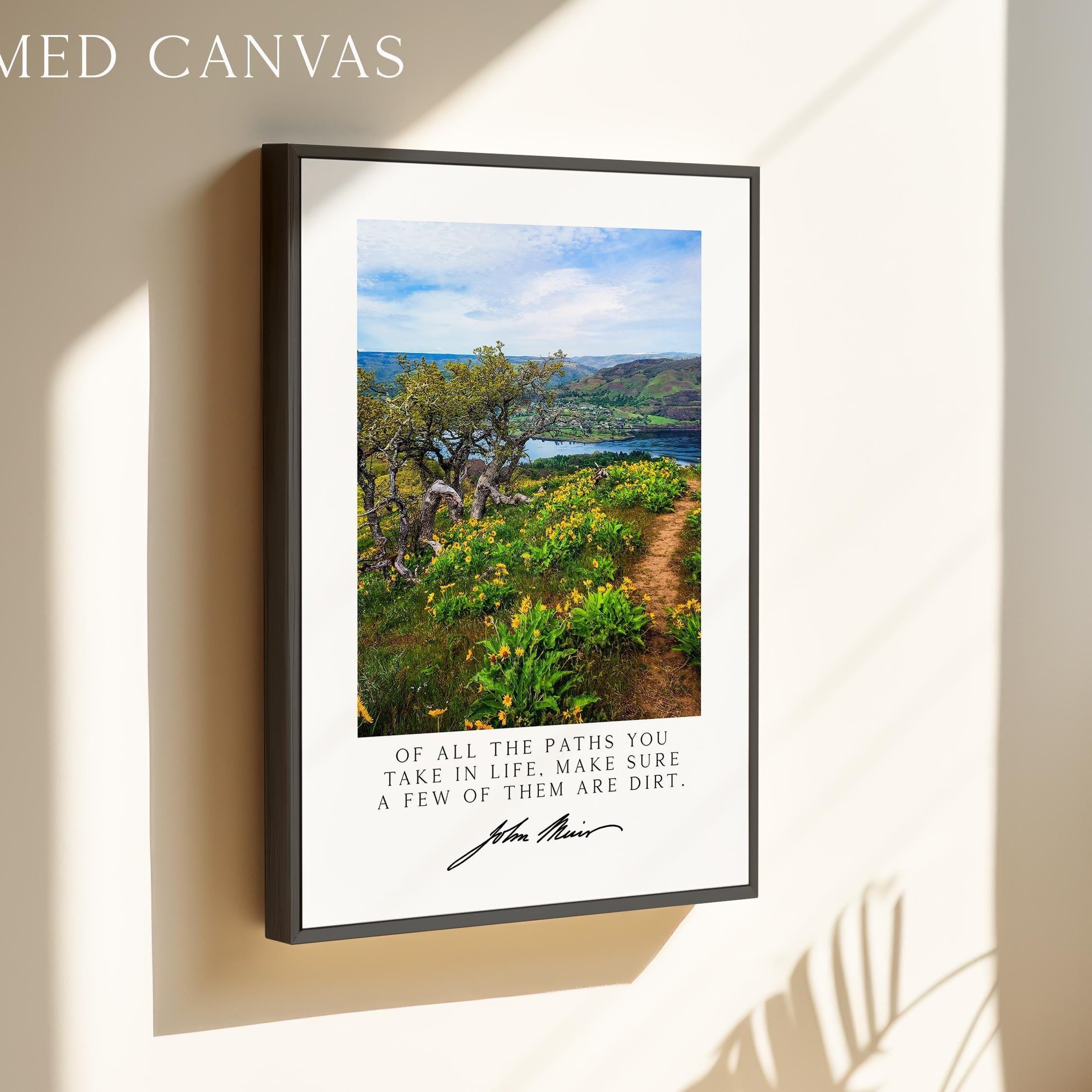 John Muir Quote Wall Art,  Of All the Paths You Take in Life Photography Print,  Tom McCall Point Trail Oregon Nature Décor