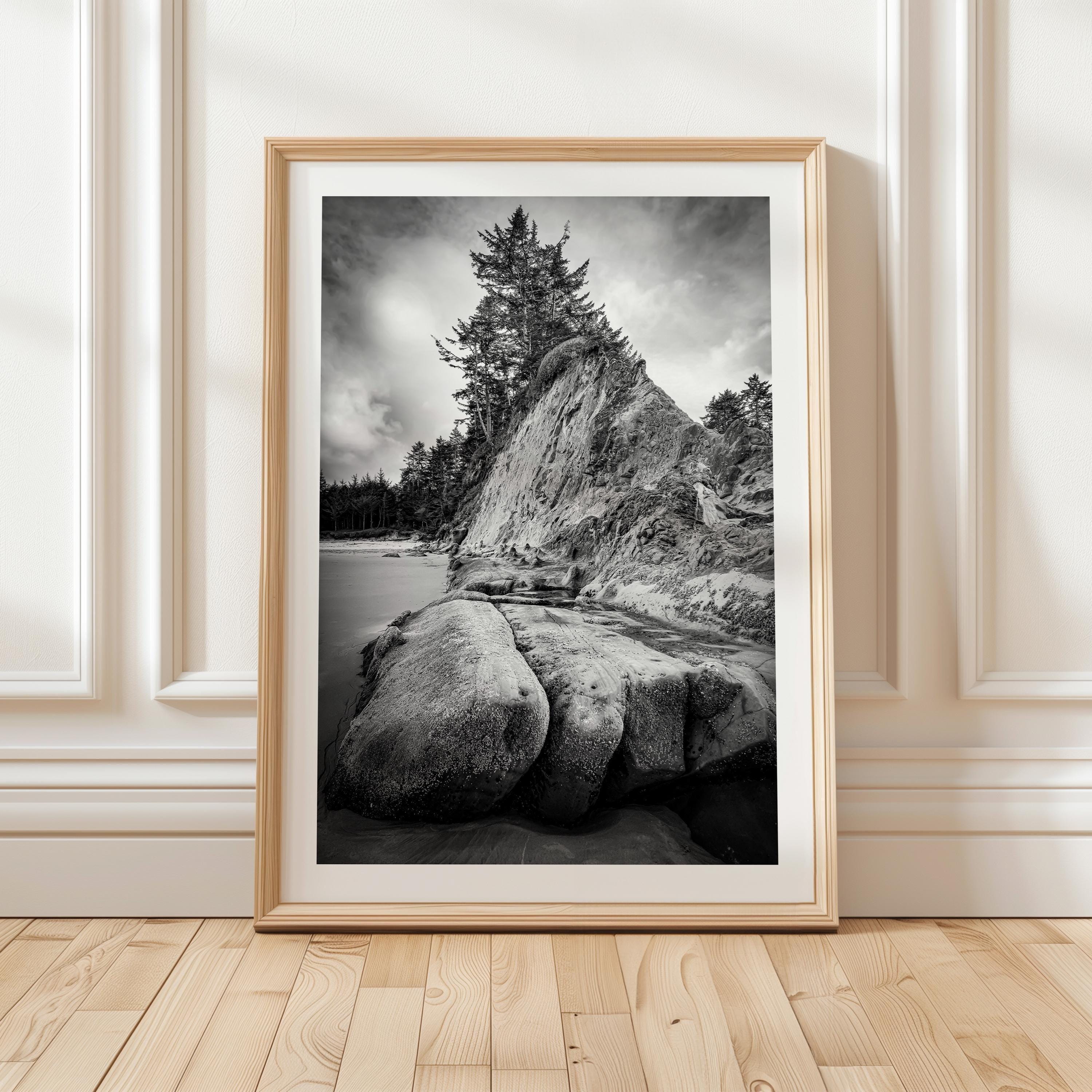 Bastendorff Beach, Oregon Coast Wall Art, Black and White Photography Print by Jessie Dysart