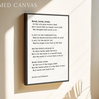 Break Poem Print,  Literary Wall Art,  Alfred Lord Tennyson,  The Sea,  Longing and Loss