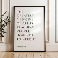 Medical Quote Wall Art, The Greatest Medicine of All, Hippocrates Typography Print, Physician Office Decor