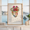 Psalm 51:10 Wall Art, Create In Me Clean Heart Print, Christian Floral Bible Decor