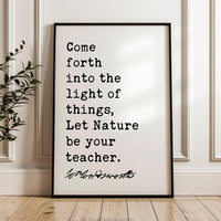 William Wordsworth Quote Print, Nature Be Your Teacher Wall Art, Literary Typography Decor
