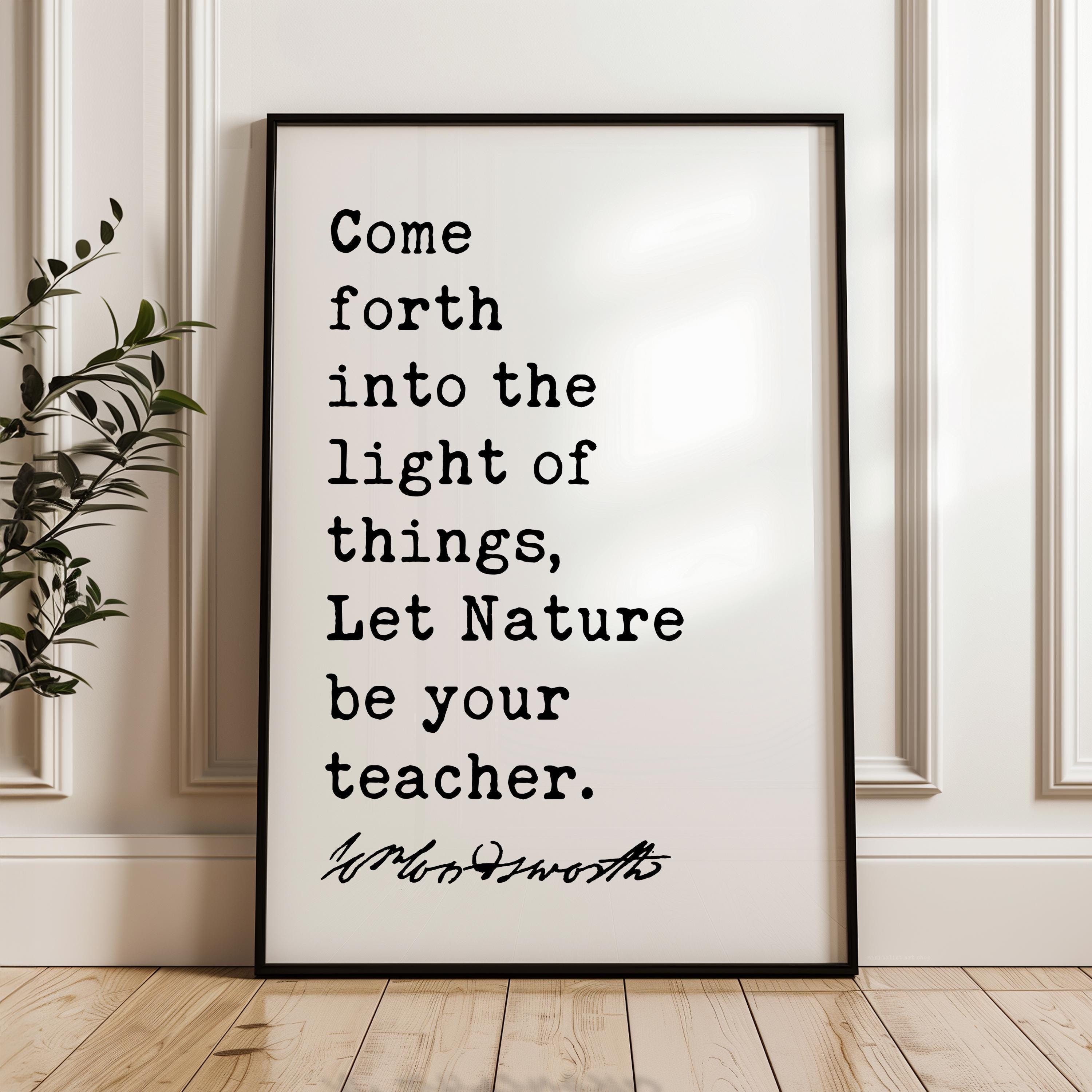 William Wordsworth Quote Print, Nature Be Your Teacher Wall Art, Literary Typography Decor