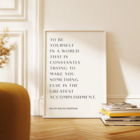 To Be Yourself Typography Print, Ralph Waldo Emerson Quote, Inspirational Wall Art
