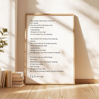 Thy Fingers Make Early Flowers of All Things. Poem by E.E. Cummings Typography Art Print (1923)
