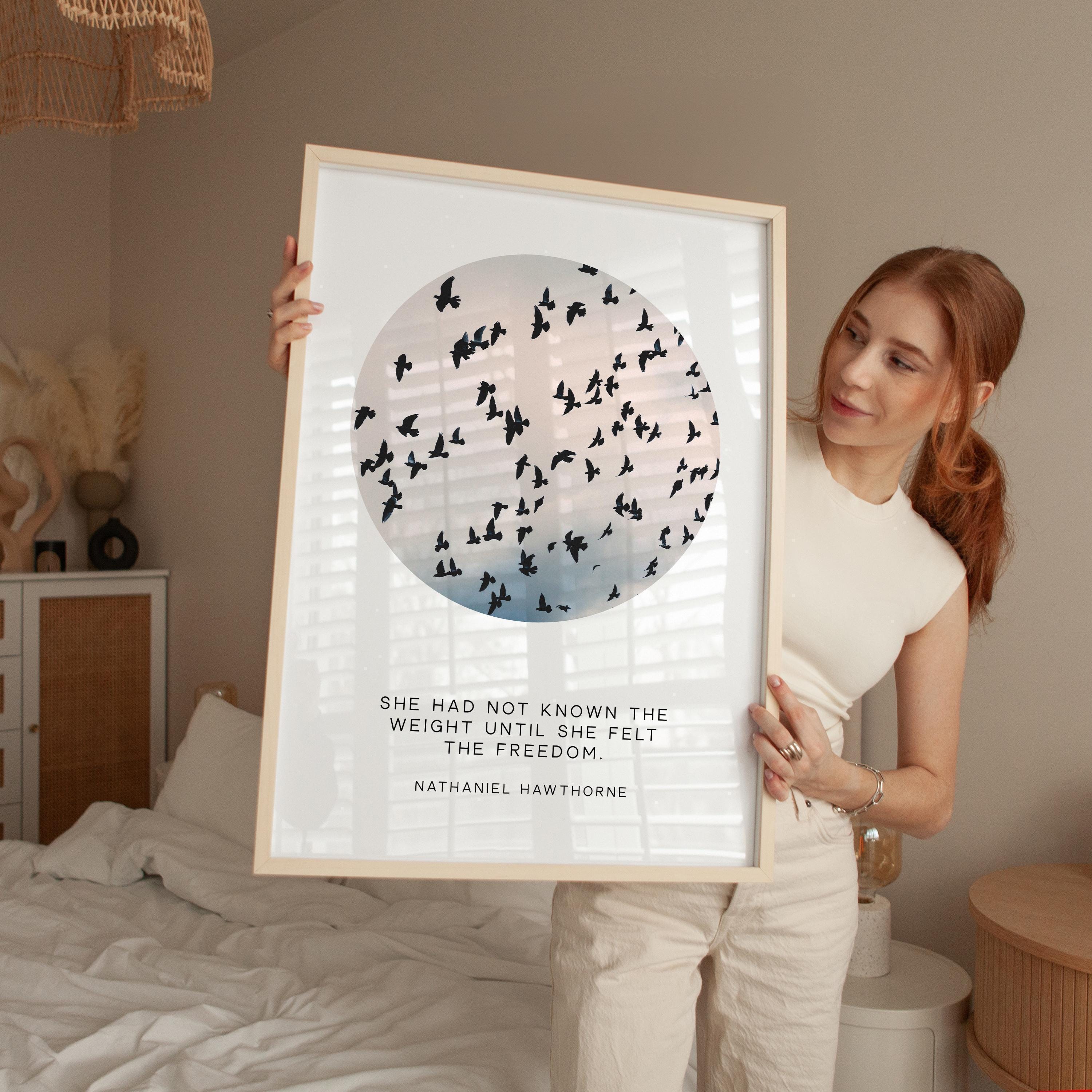 She had not known the weight until she felt the freedom. Nathaniel Hawthorne Quote,  The Scarlet Letter,  Typography Art Print (1850)