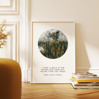 Henry David Thoreau Quote Print: "I Took a Walk in the Woods" Nature Wall Art