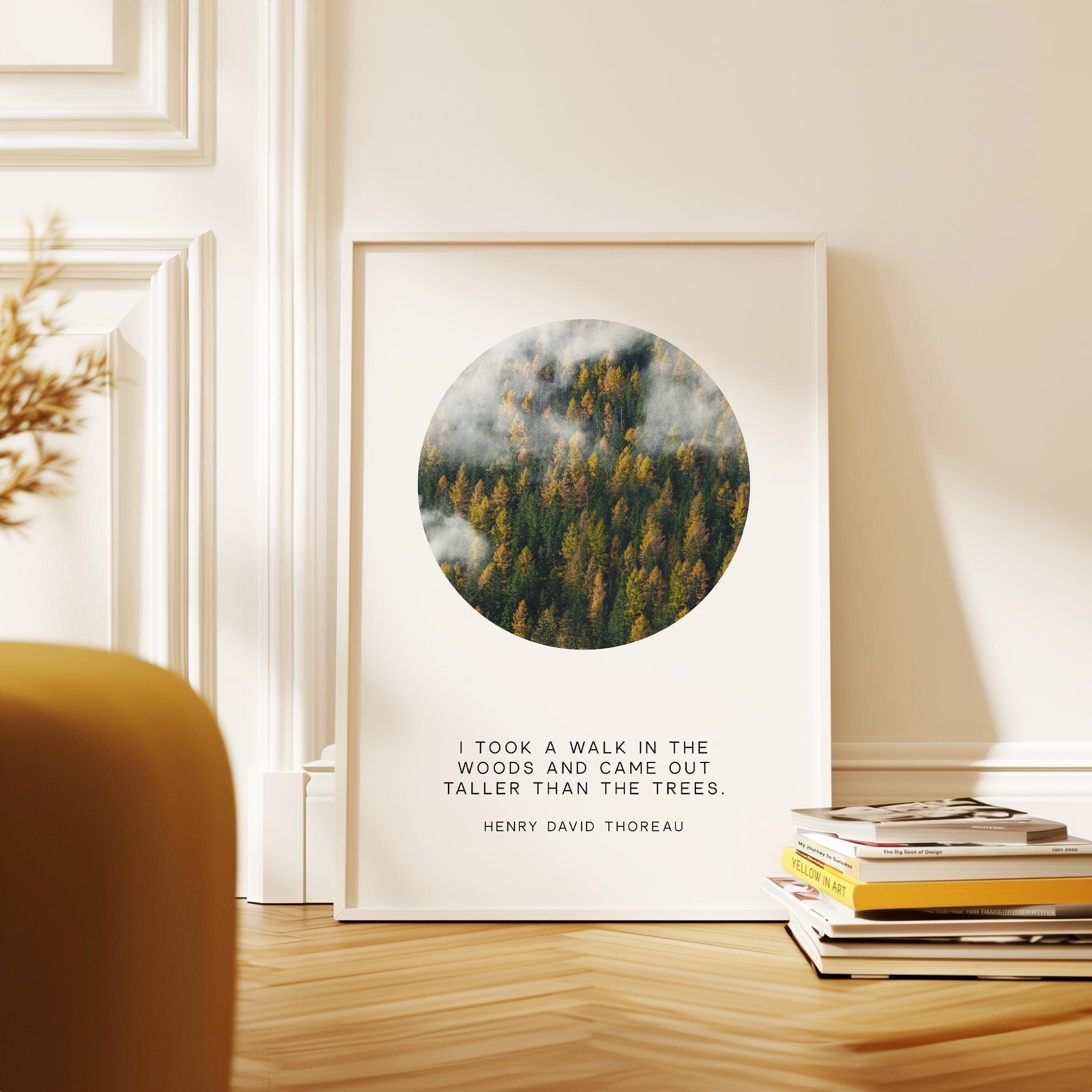 Henry David Thoreau Quote Print: "I Took a Walk in the Woods" Nature Wall Art