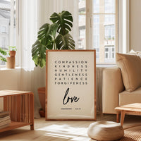 Christian Wall Art Colossians 3, Compassion Kindness Love Print, Scripture Art, Bible Verse Gift