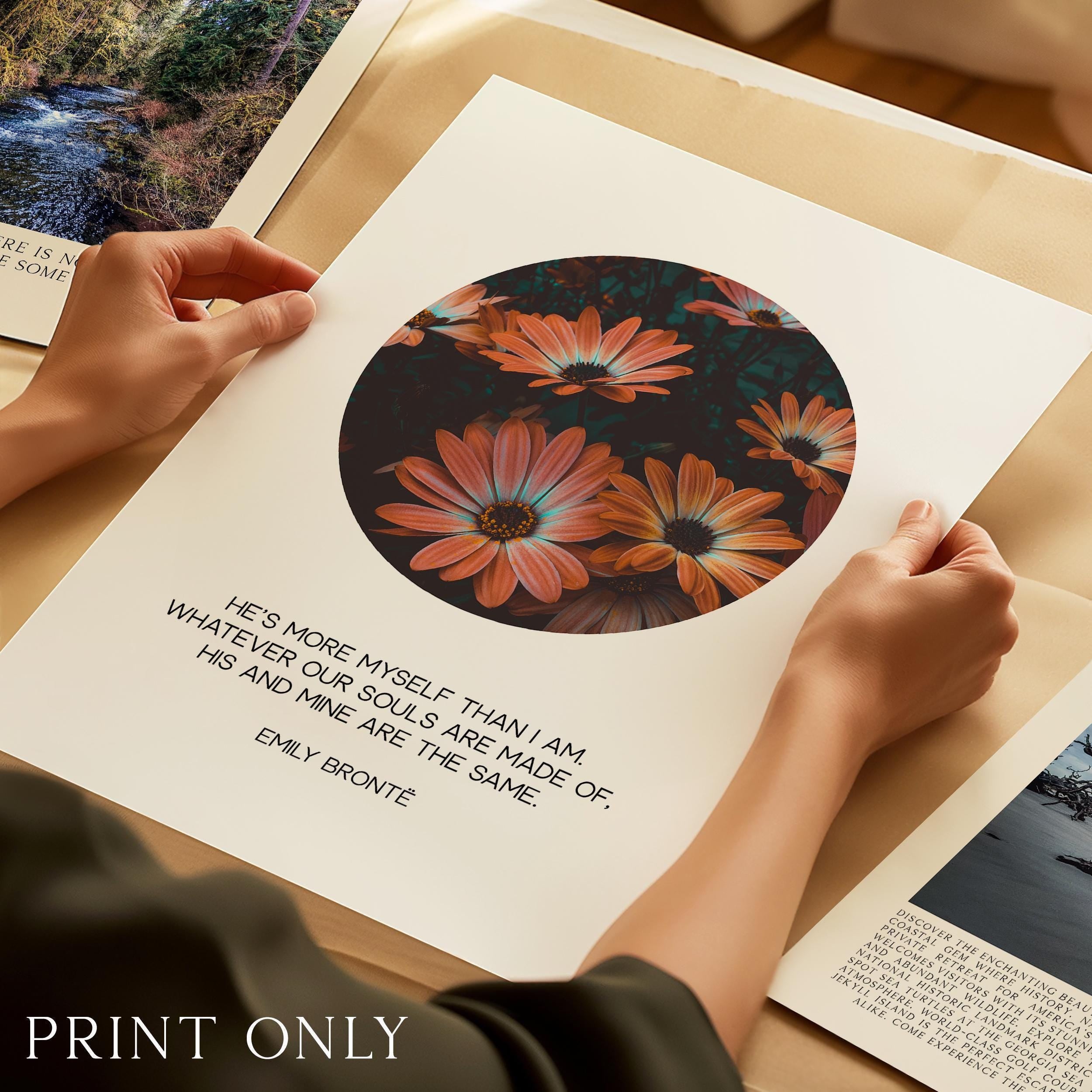 Emily Bronte Quote, Romantic Typography Wall Art Print, Wuthering Heights, Love Decor
