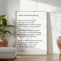 So We'll Go No More a Roving,  Lord George Gordon Byron Poem,  Typography Art Print (1830)