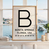 Bonita Springs, Florida with GPS Coordinates Minimalist Typography Art Print