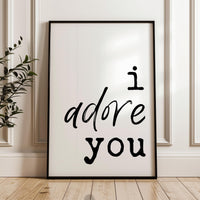 I Adore You Typography Print • Gift Idea • Wedding • Anniversary • Engagements • Love • Romance • Bedroom Wall Art
