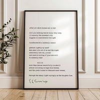 after all white horses are in bed Poem by E. E. Cummings Typography Art Print