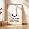 Jekyll Island, Georgia with GPS Coordinates Typography Minimalist Art Print