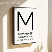 Milwaukee, Wisconsin Wall Art, GPS Coordinates Print, City Typography, Travel Decor