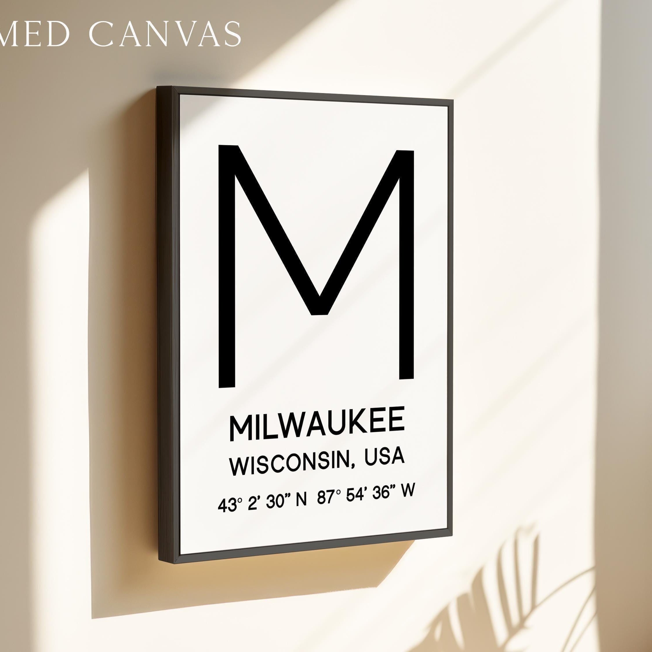 Milwaukee, Wisconsin Wall Art, GPS Coordinates Print, City Typography, Travel Decor