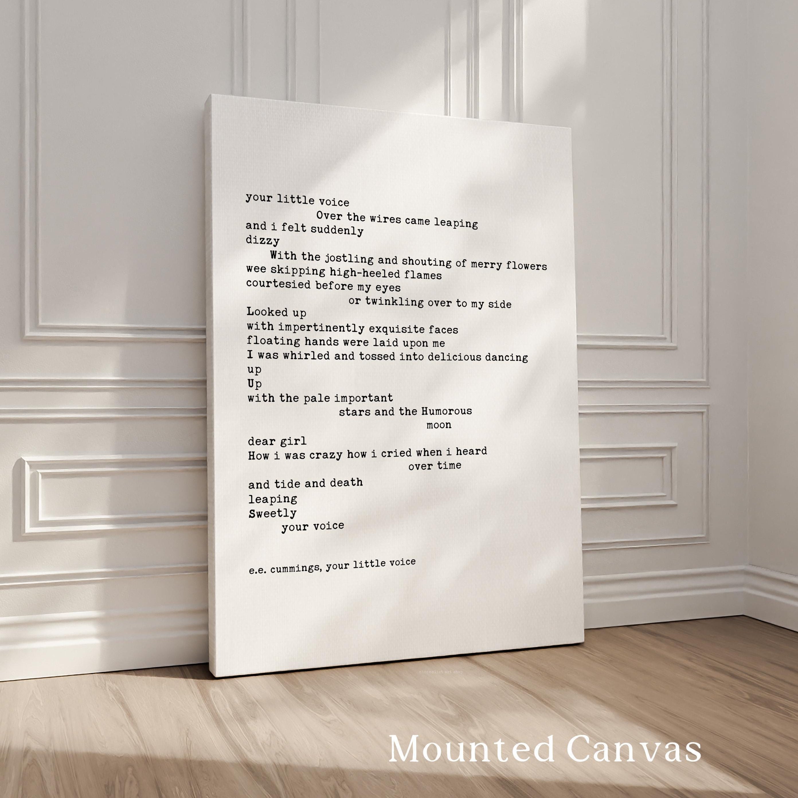 Your Little Voice by E.E. Cummings Typography Art Print,   Love,  Wedding,  Poetry (1915)