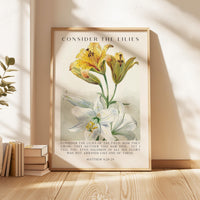 Consider the Lilies,  Scripture Wall Art - Matthew 6 28–29 Verse