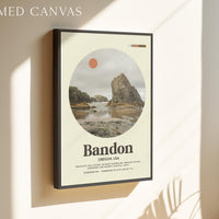 Bandon Oregon Mid Century Print, Oregon Coast Wall Art, Retro Travel Poster, PNW Decor