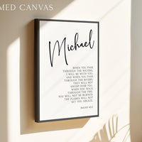 Isaiah 43:2,  When you pass through the waters, I will be with you...,  Personalized Typography Art Print,  Inspirational,  Faith
