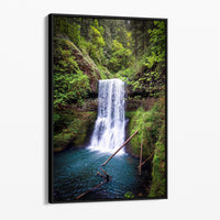 Lower South Falls at Silver Falls State Park, Oregon,  Framed Canvas Art Print